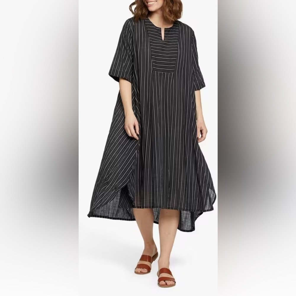 Masai Copenhagen Flowy Striped Tunic Dress | Black & White | Size Small